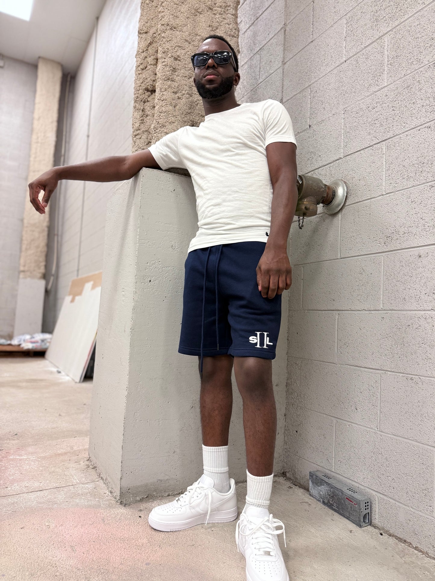 Mens Navy Sweatshorts